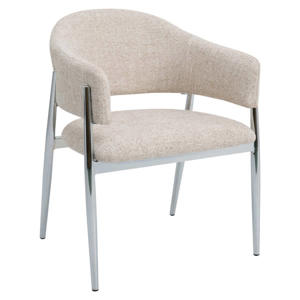 Eetkamerstoel Dénia - Beige/Chrome Stof - Set van 2 
