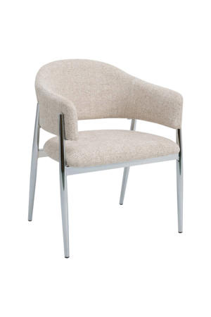 Eetkamerstoel Dénia - Beige/Chrome Stof - Set van 2 