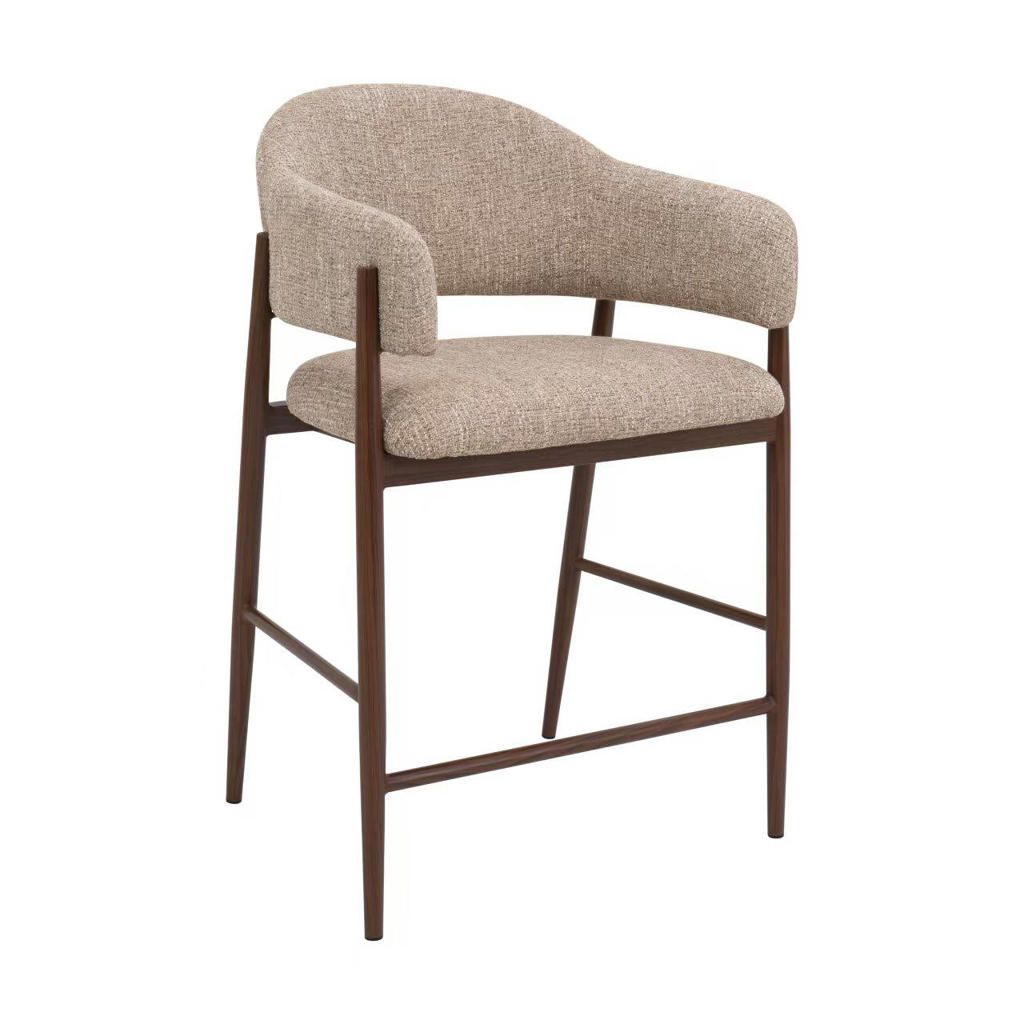 Giga Meubel Barkruk Dénia - Taupe/Walnoot - Zithoogte 75cm (set van 2)