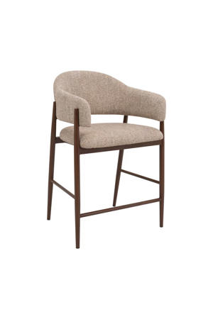 Barkruk DÃ©nia - Taupe/Walnoot - Zithoogte 75cm (set van 2) 