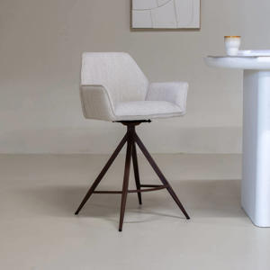 Barstoel Noa Draaibaar - Beige/Walnoot - Set van 2 