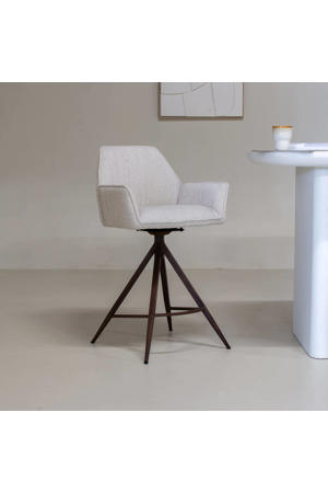Barstoel Noa Draaibaar - Beige/Walnoot - Set van 2