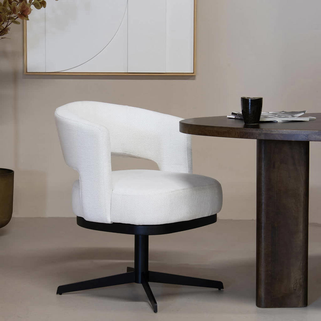 Giga Meubel Eetkamerstoel Louis - Stof/Metaal - Beige - Set van 2
