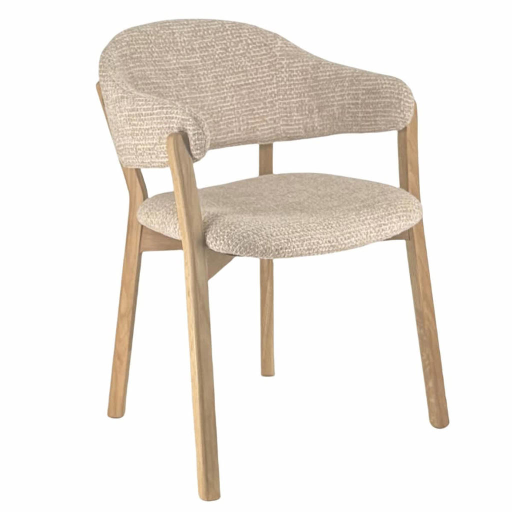 Giga Meubel Eetkamerstoel Uppsala - Taupe/Naturel Stof - Set van 2