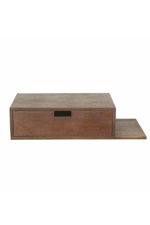 Nachtkastje Niek - Zwevend Donkerbruin Plankje Rechts - 65cm