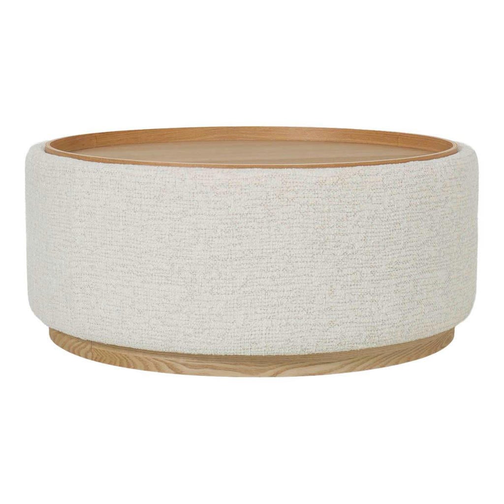 Giga Meubel Salontafel Marcia - Rond Beige/Naturel - Incl. Opbergruimte - Ø83cm