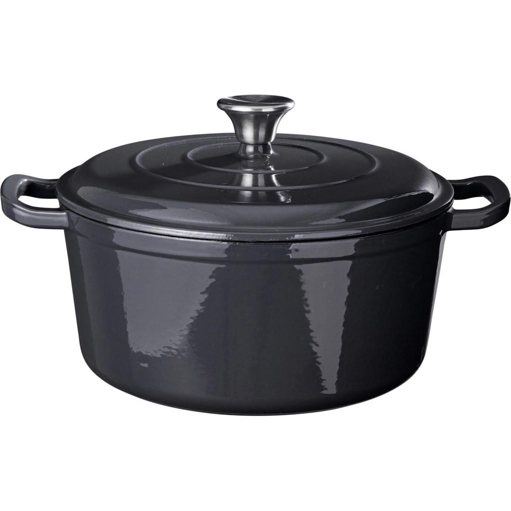 Cookinglife Braadpan met deksel - Heritage Cast Gietijzer - Grijs - ø 26 cm / 4.4 Liter - geëmailleerde anti-aanbaklaag