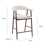 thumbnail: Giga Meubel Barstoel Mila - Beige Stof/Walnoot - Zithoogte 65cm - Set van 2