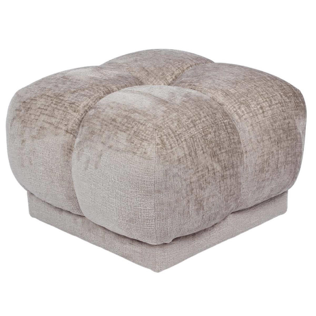 Giga Meubel Poef Timéo - Taupe - Stof - 64x64x41cm