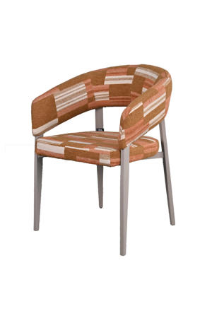 Eetkamerstoel Malmö - Terracotta/Greige Stof - Set van 2