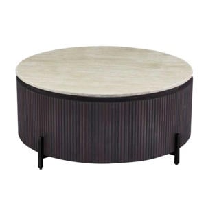 Salontafel Celia - Rond Walnoot Travertinlook - 110x110x35cm