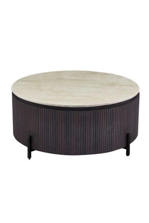 Salontafel Celia - Rond Walnoot Travertinlook - 110x110x35cm