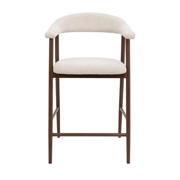 thumbnail: Giga Meubel Barkruk Mila - Beige Stof/Walnoot - Zithoogte 75cm - Set van 2