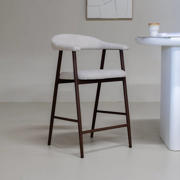 thumbnail: Giga Meubel Barkruk Mila - Beige Stof/Walnoot - Zithoogte 75cm - Set van 2