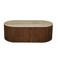 Giga Meubel Salontafel Sven Ovaal - Travertin/Hout - Bruin - 120x60x40cm