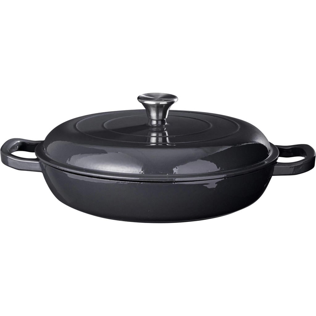 Cookinglife Braadpan met deksel - Heritage Cast - Gietijzer - Grijs - ø 30 cm / 2.6 Liter - geëmailleerde anti-aanbaklaag