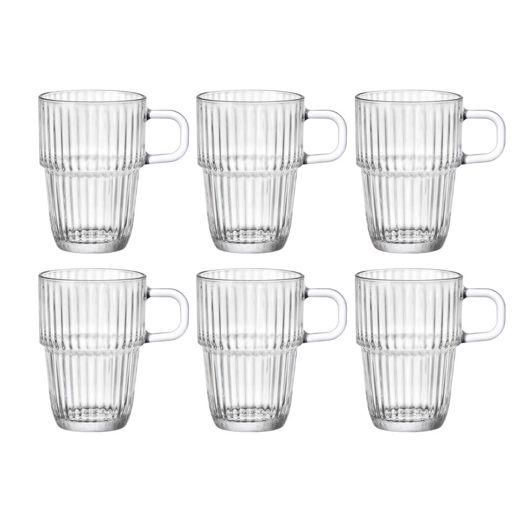 Bormioli Rocco Latte Macchiato Glazen - Irish Coffee Glazen - Koffiekopjes met oor - Stapelbaar - Barshine 315 ml - 6 Stuks