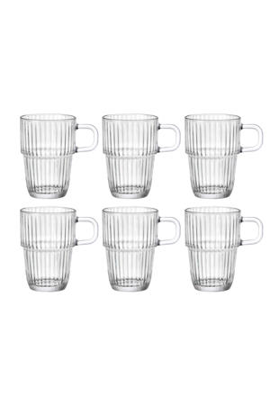 Latte Macchiato Glazen - Irish Coffee Glazen - Koffiekopjes met oor - Stapelbaar - Barshine 315 ml - 6 Stuks