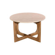 thumbnail: Giga Meubel Salontafel Lino Rond - Marmer/Hout - Naturel - Set van 2