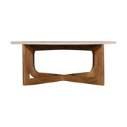 thumbnail: Giga Meubel Salontafel Lino Rond - Marmer/Hout - Naturel - Set van 2