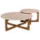 Giga Meubel Salontafel Lino Rond - Marmer/Hout - Naturel - Set van 2
