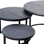 thumbnail: Giga Meubel Salontafel Tres - Rond Zwart Mangohout - Set van 3