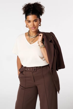top met textuur ecru