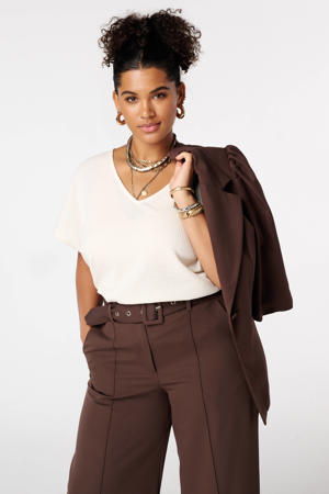top met textuur ecru