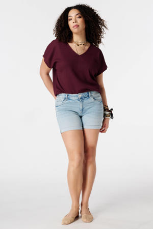top met textuur donkerrood
