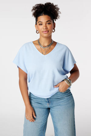 top met textuur lichtblauw