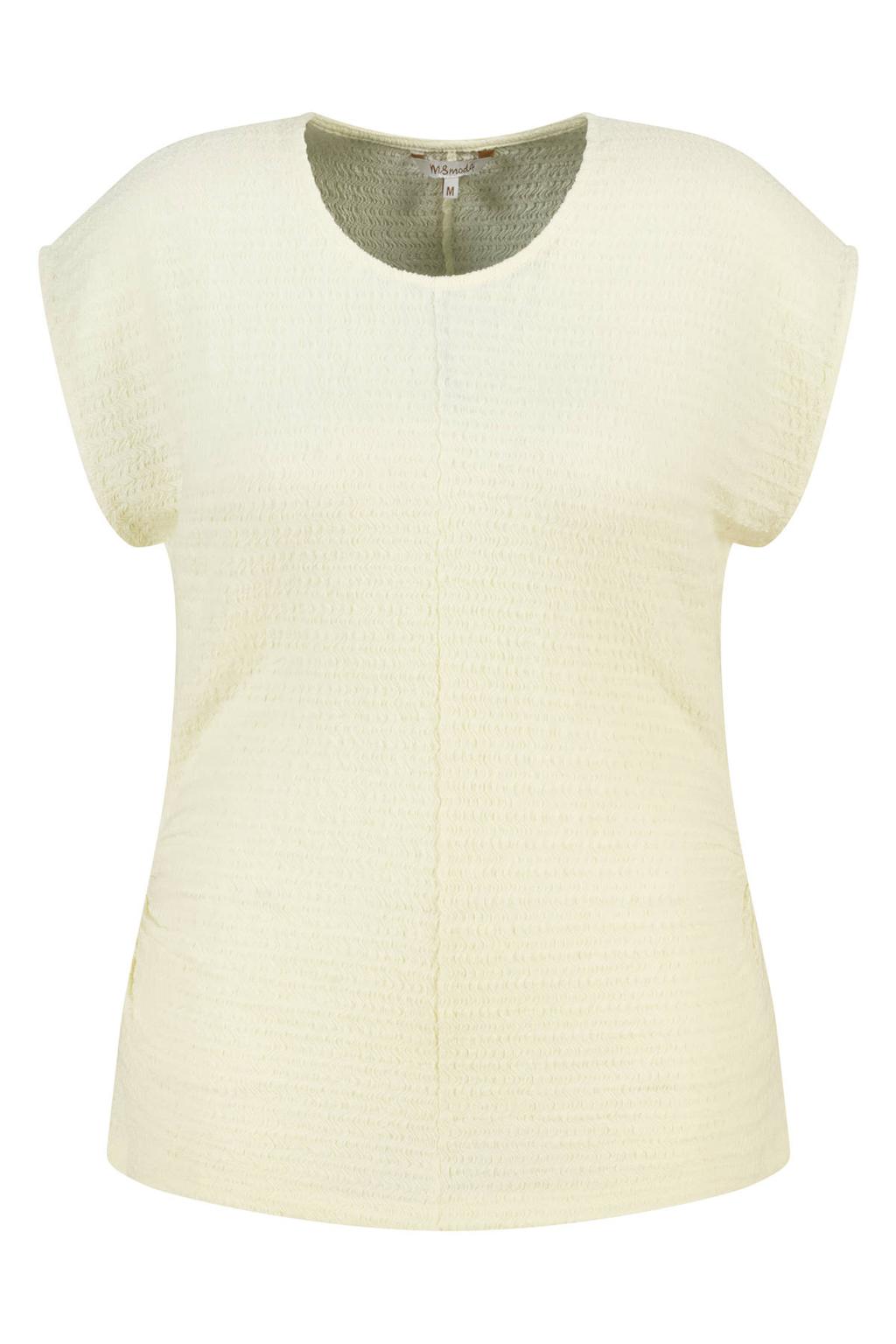Lichtgele dames MS Mode aansluitend top Plus Size van polyester met effen, korte mouwen en textuur
