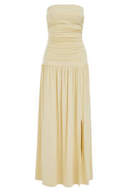 thumbnail: WE Fashion strapless maxijurk lichtgeel