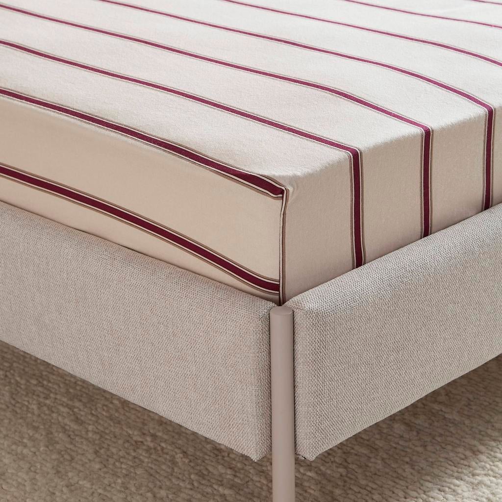 NOUS Living flanellen gestreepte hoeslaken (tot 25 cm) - zand