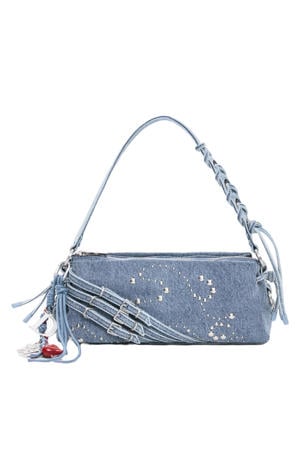 denim schoudertas blauw