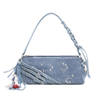 denim schoudertas blauw