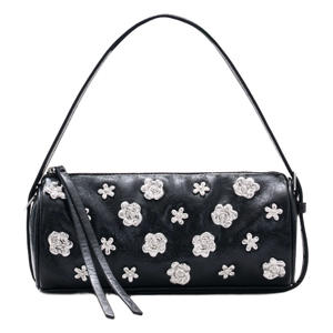 schoudertas met studs zwart