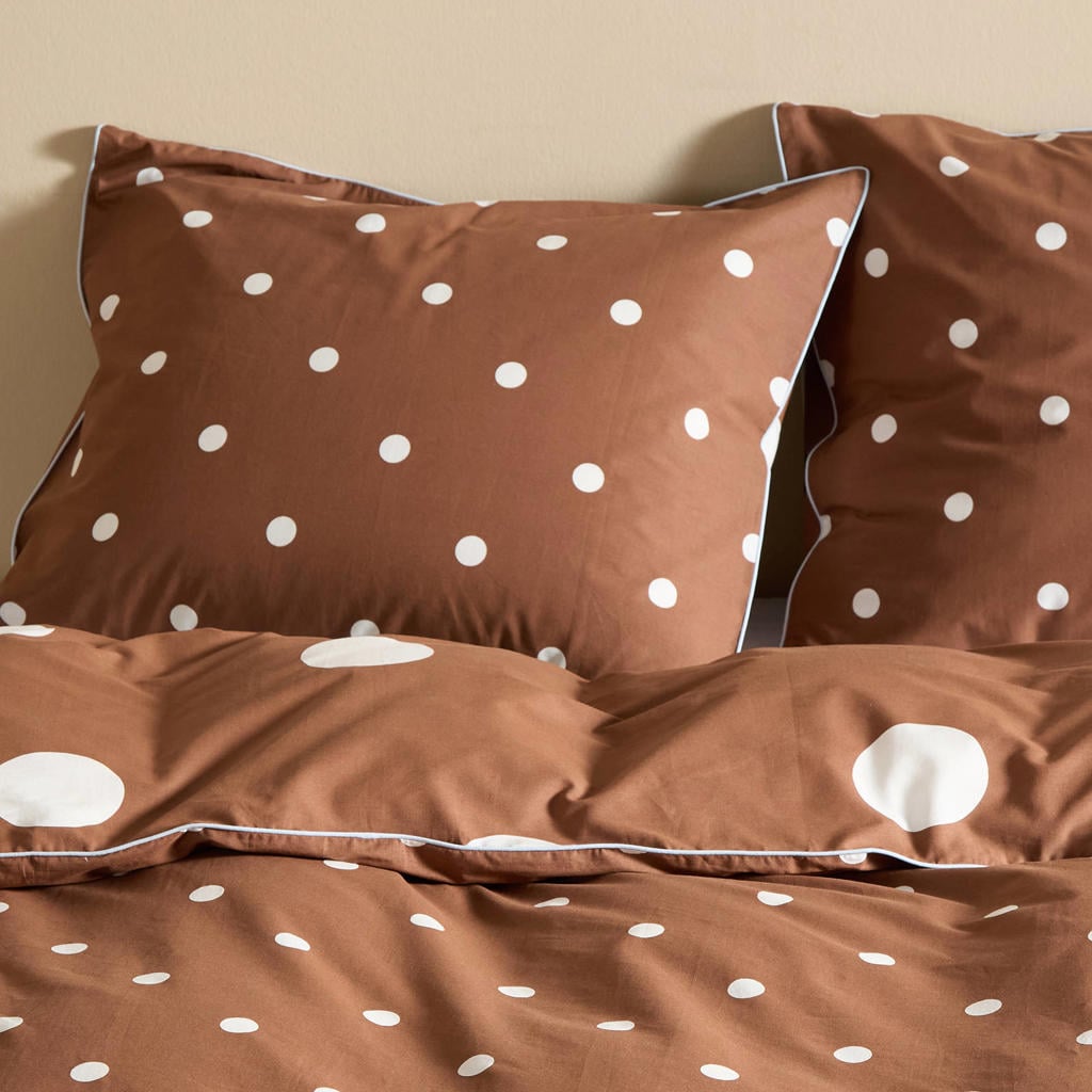 NOUS Living katoenen lits-jumeaux dekbedovertrek met stippen 240x220 cm - bruin