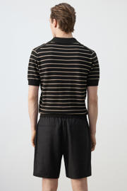 thumbnail: Mango Man regular gestreepte polo gebreid zwart