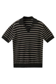 thumbnail: Mango Man regular gestreepte polo gebreid zwart