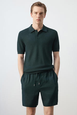 regular polo gebreid donkergroen