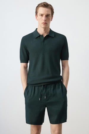 regular polo gebreid donkergroen
