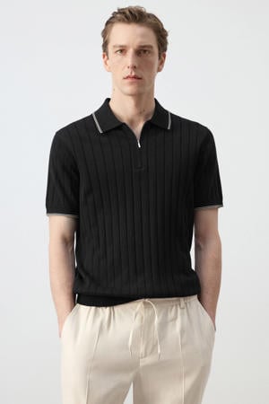 regular polo gebreid zwart