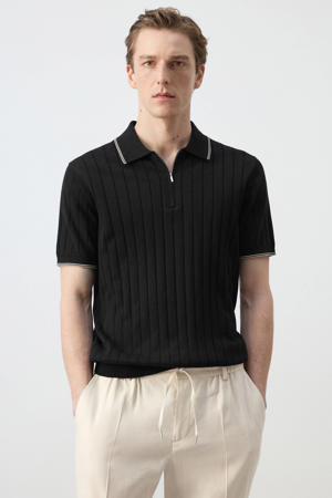 regular polo gebreid zwart