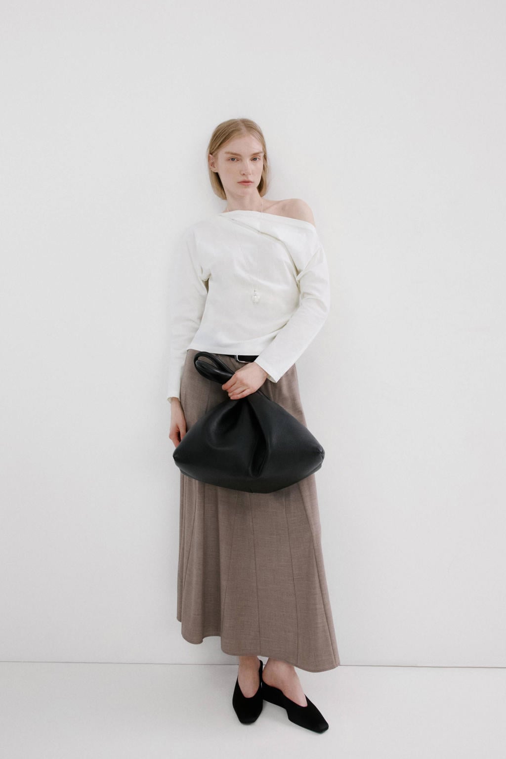 Ecru dames Mango top met effen, lange mouwen en off shoulder hals