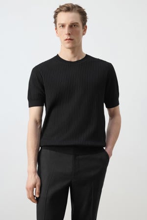 regular T-shirt gebreid zwart