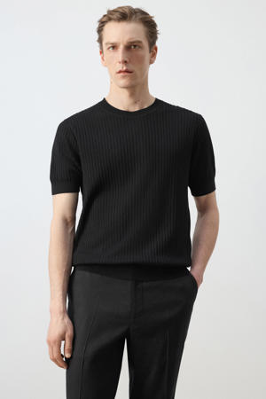 regular T-shirt gebreid zwart