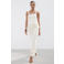Mango wide leg regular waist broek broderie ecru