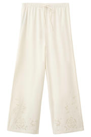 thumbnail: Mango wide leg regular waist broek broderie ecru