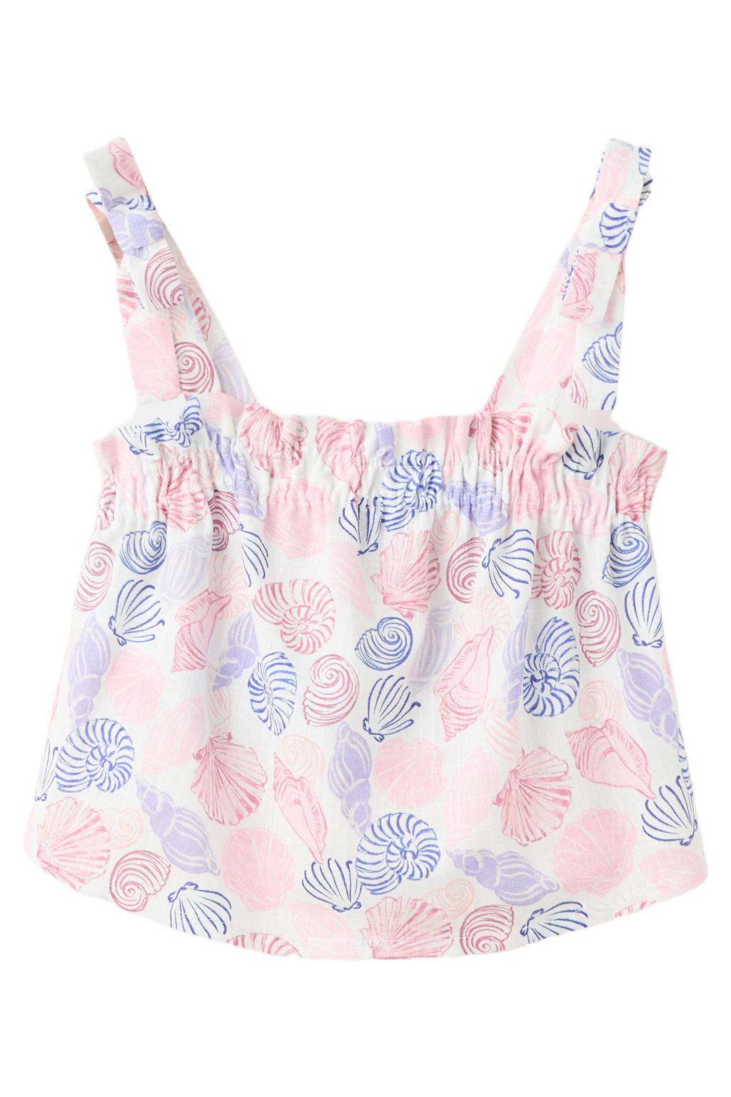 Wit, roze en paarse meisjes Mango Kids mouwloze top met vierkante hals en ruches
