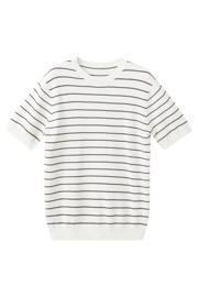 thumbnail: Mango Man regular gestreept T-shirt gebreid ecru